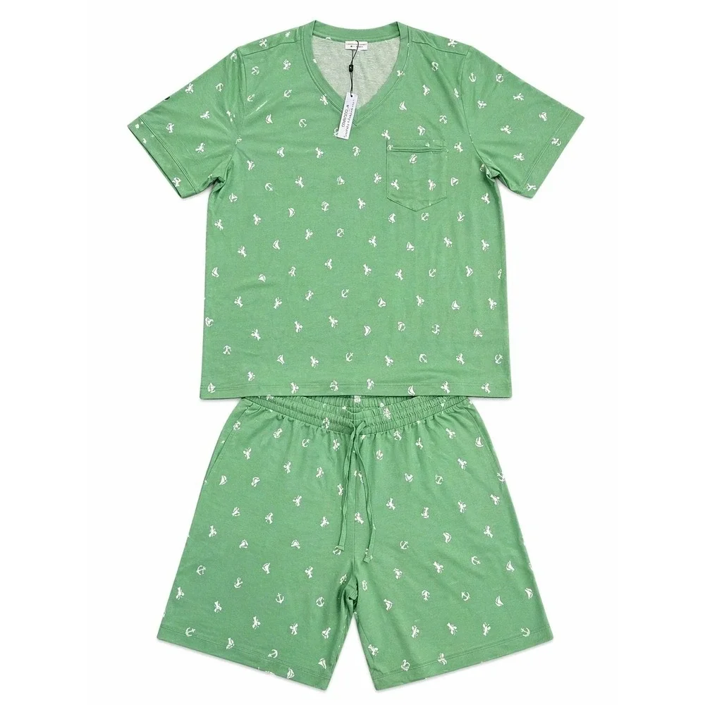 Men's Luxury Cotton Pajama Set by Cosabella – V-Neck‎ Tee & Shorts Combo size L